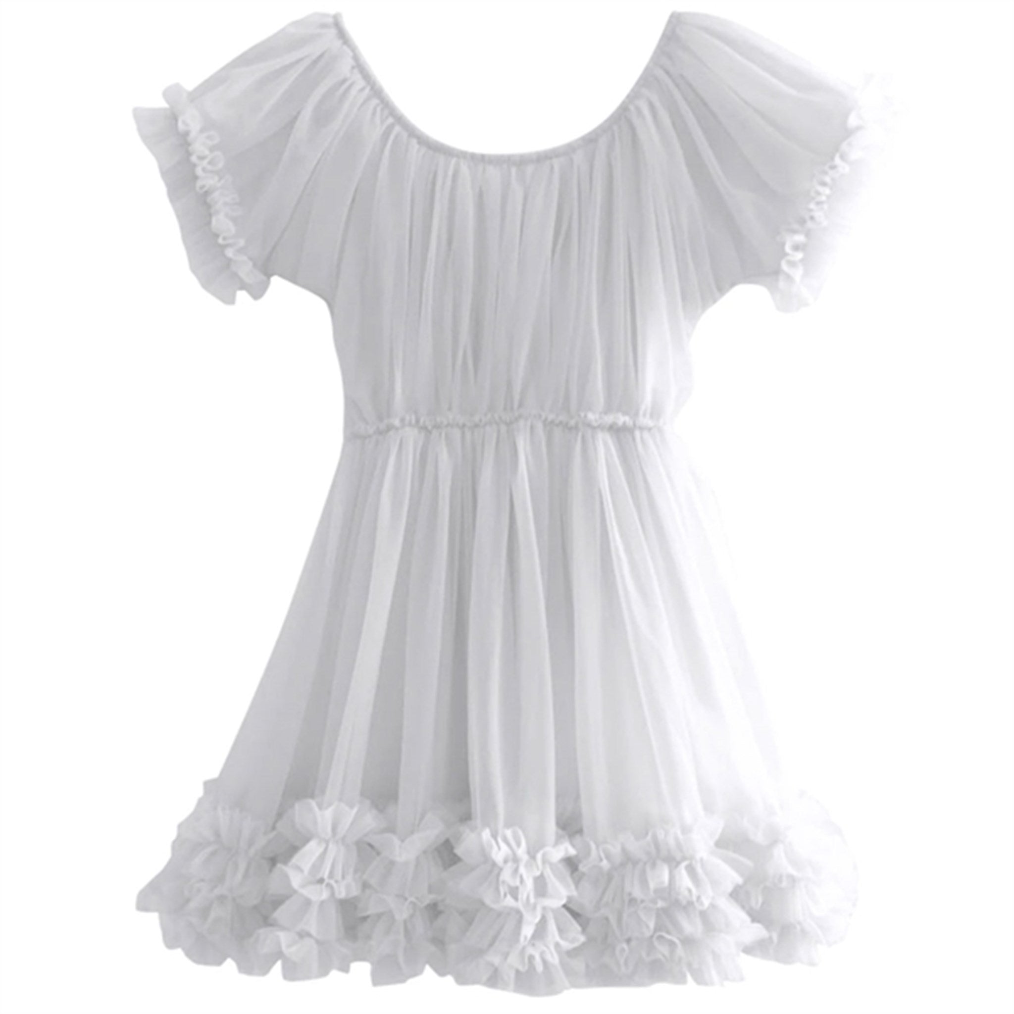 Dolly by Le Petit Frilly Dress Offwhite