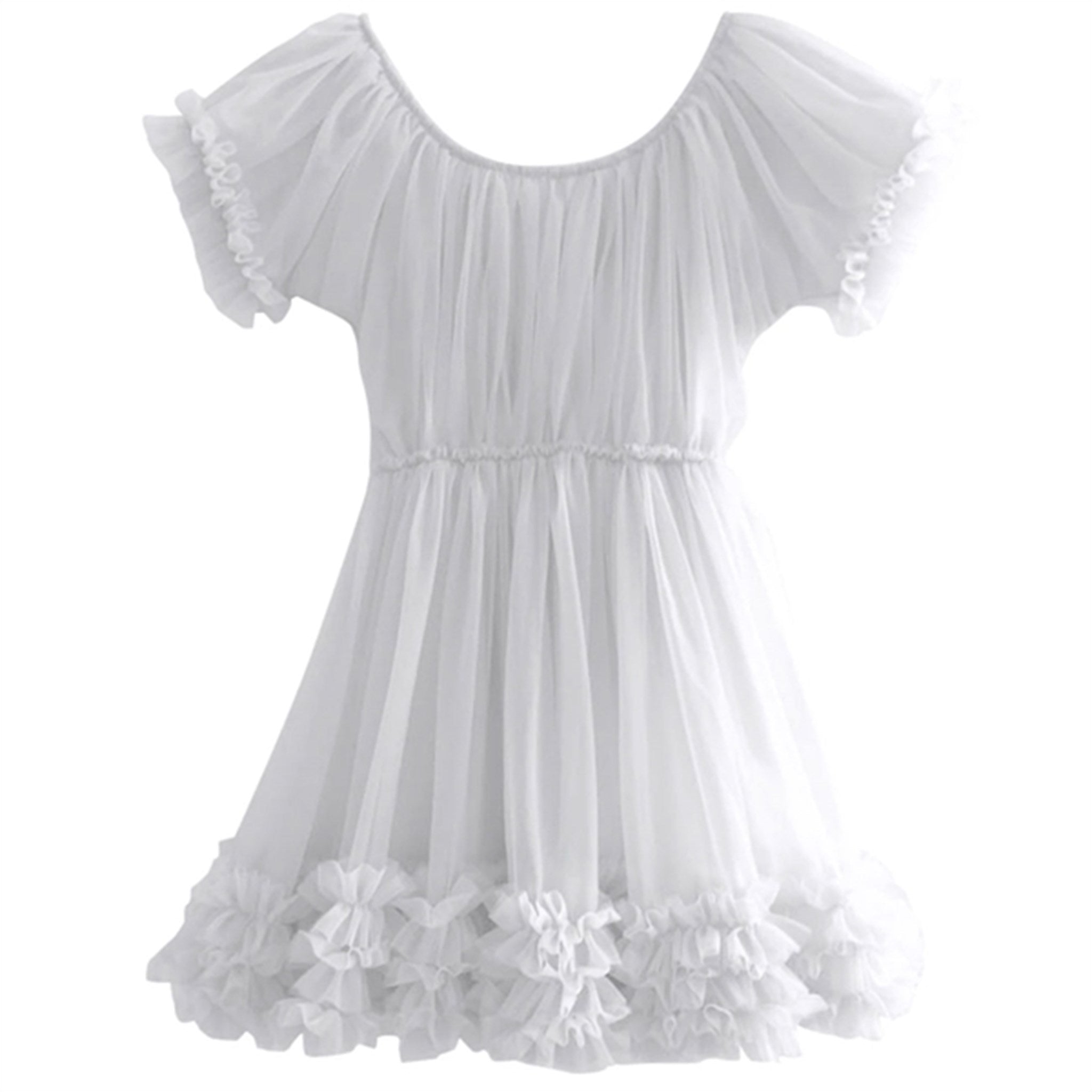Dolly by Le Petit Frilly Dress Offwhite Dolly by Le Petit Frilly Dress Offwhite