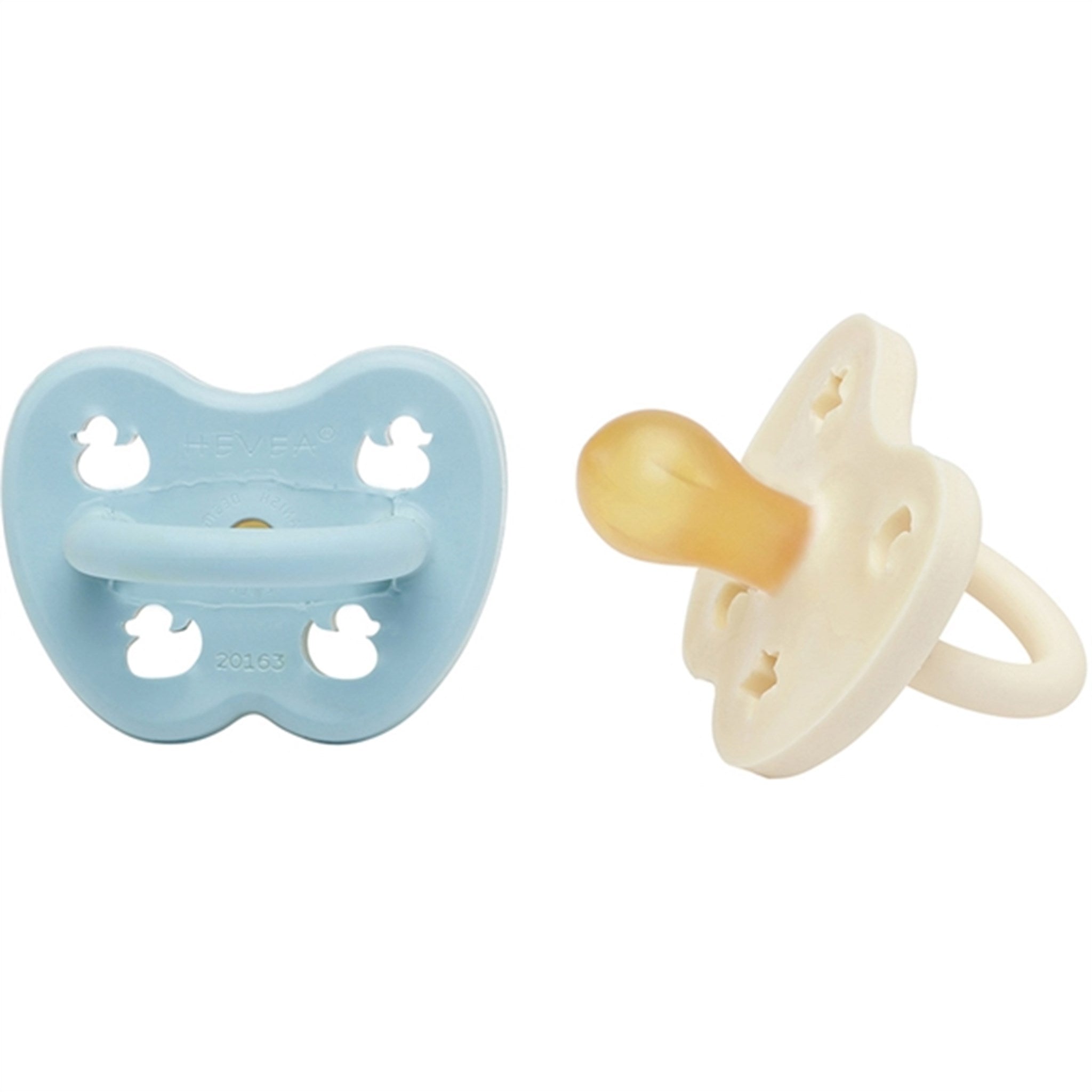 Hevea Pacifier Round 2-pack Baby Blue & Milky White