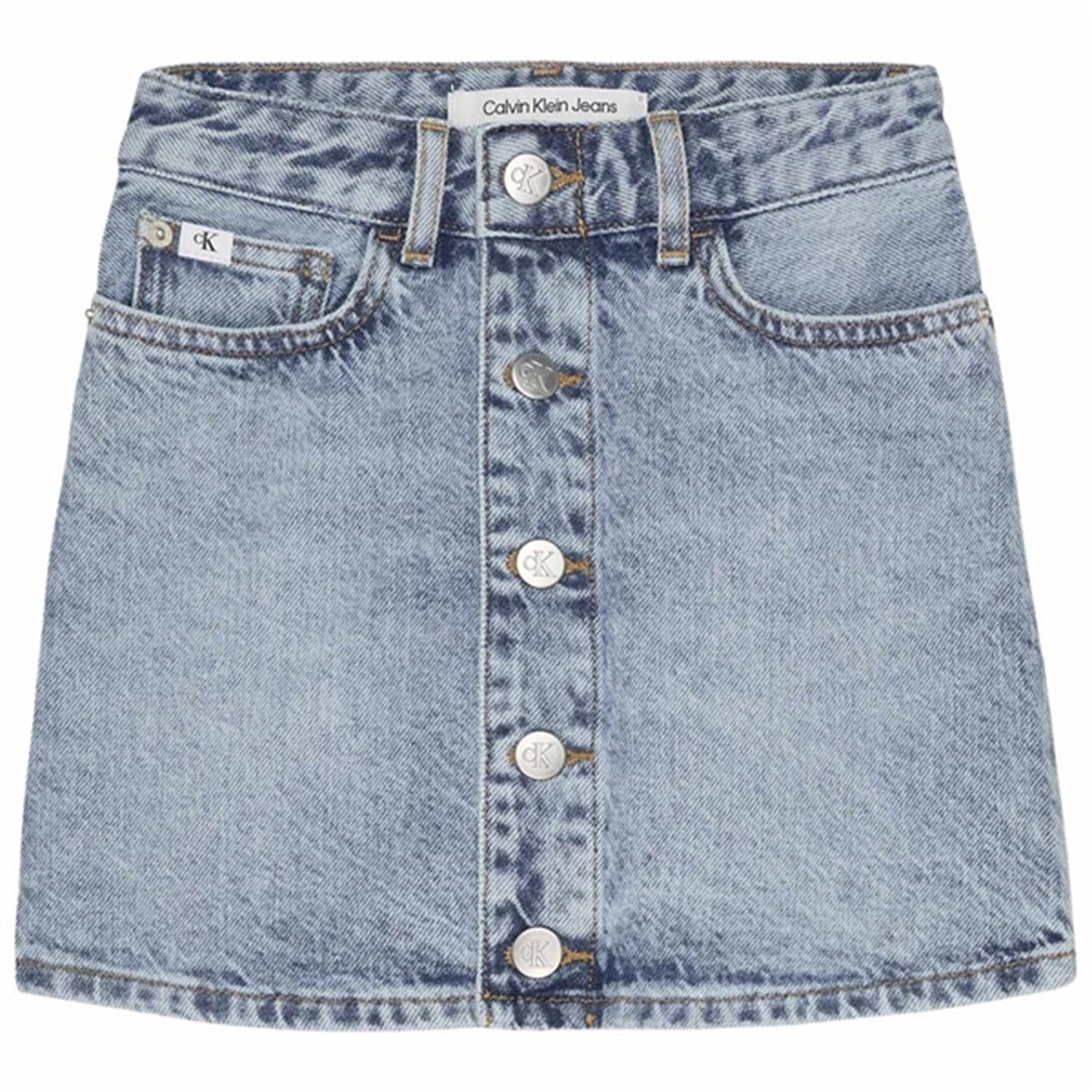 Calvin Klein A Line Denim Skirt Salt Pepper Light