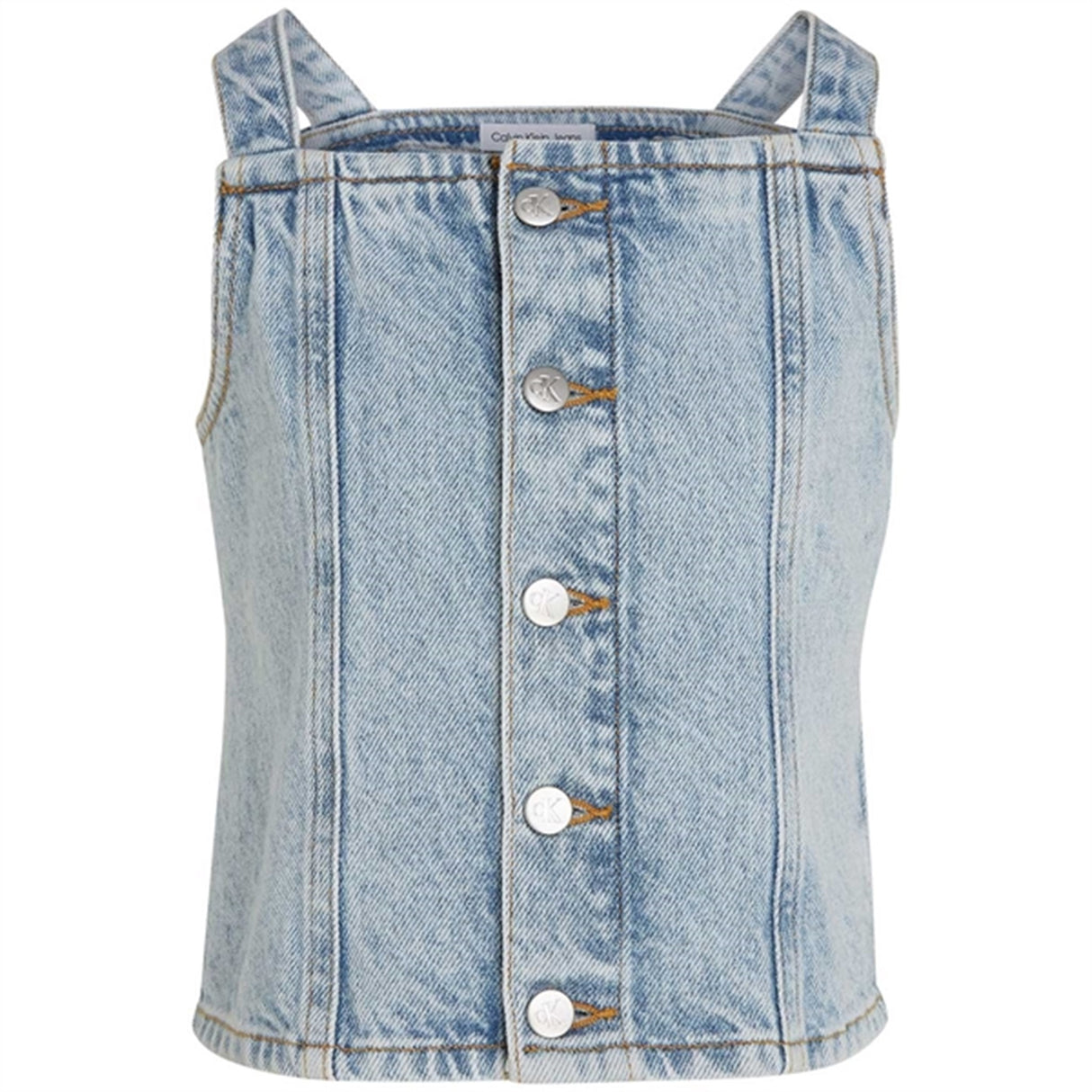 Calvin Klein Strap Denim Top Powder Blue