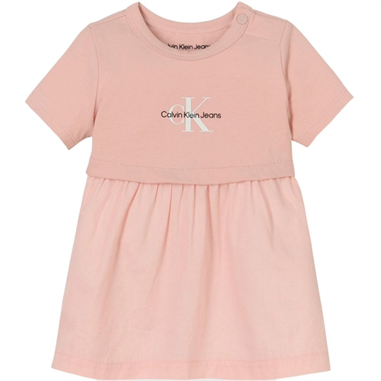 Calvin Klein Monogram Logo Mix Media Dress Sepia Rose