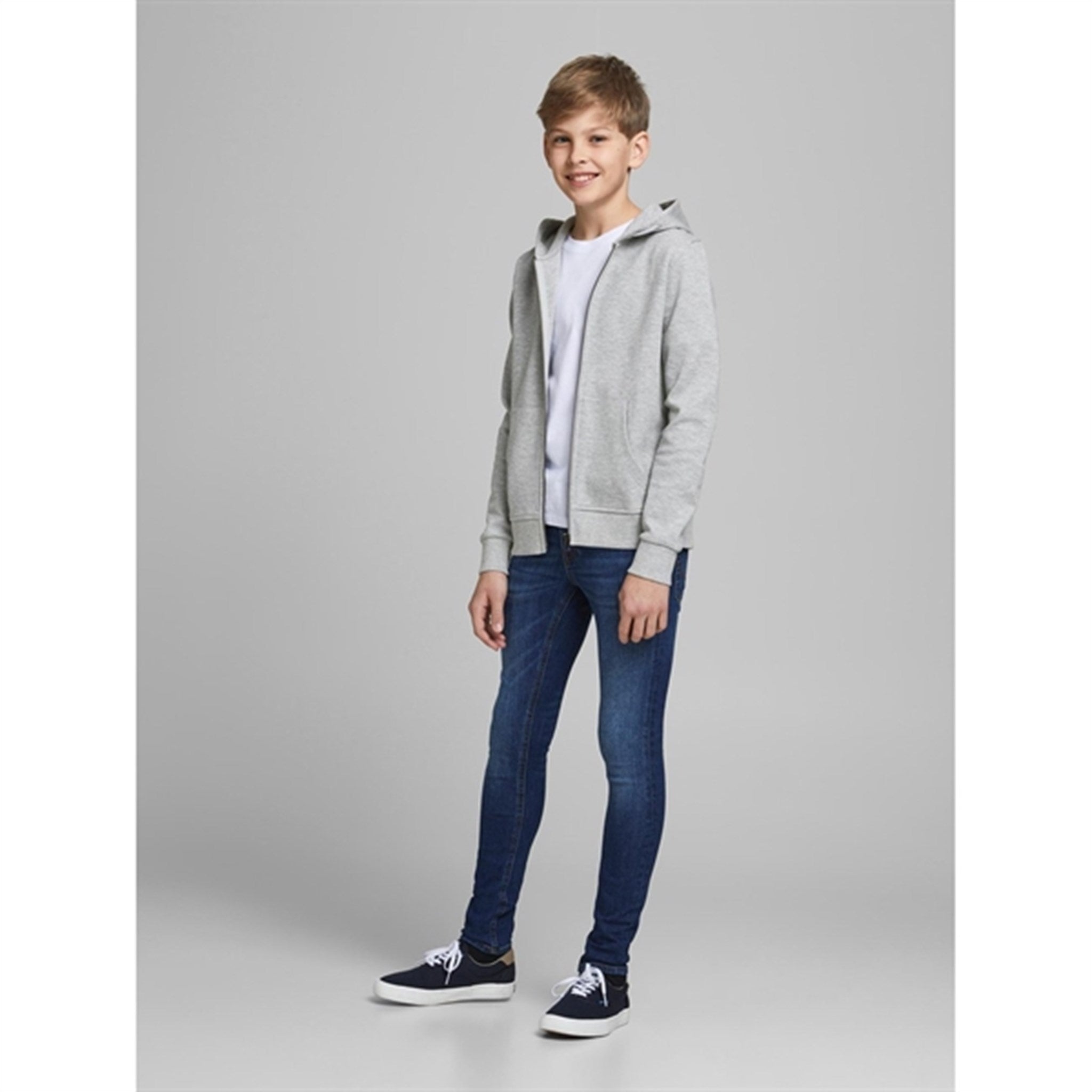 Jack & Jones Junior Light Grey Melange Basic Sweatshirt with Zipper Noos 4