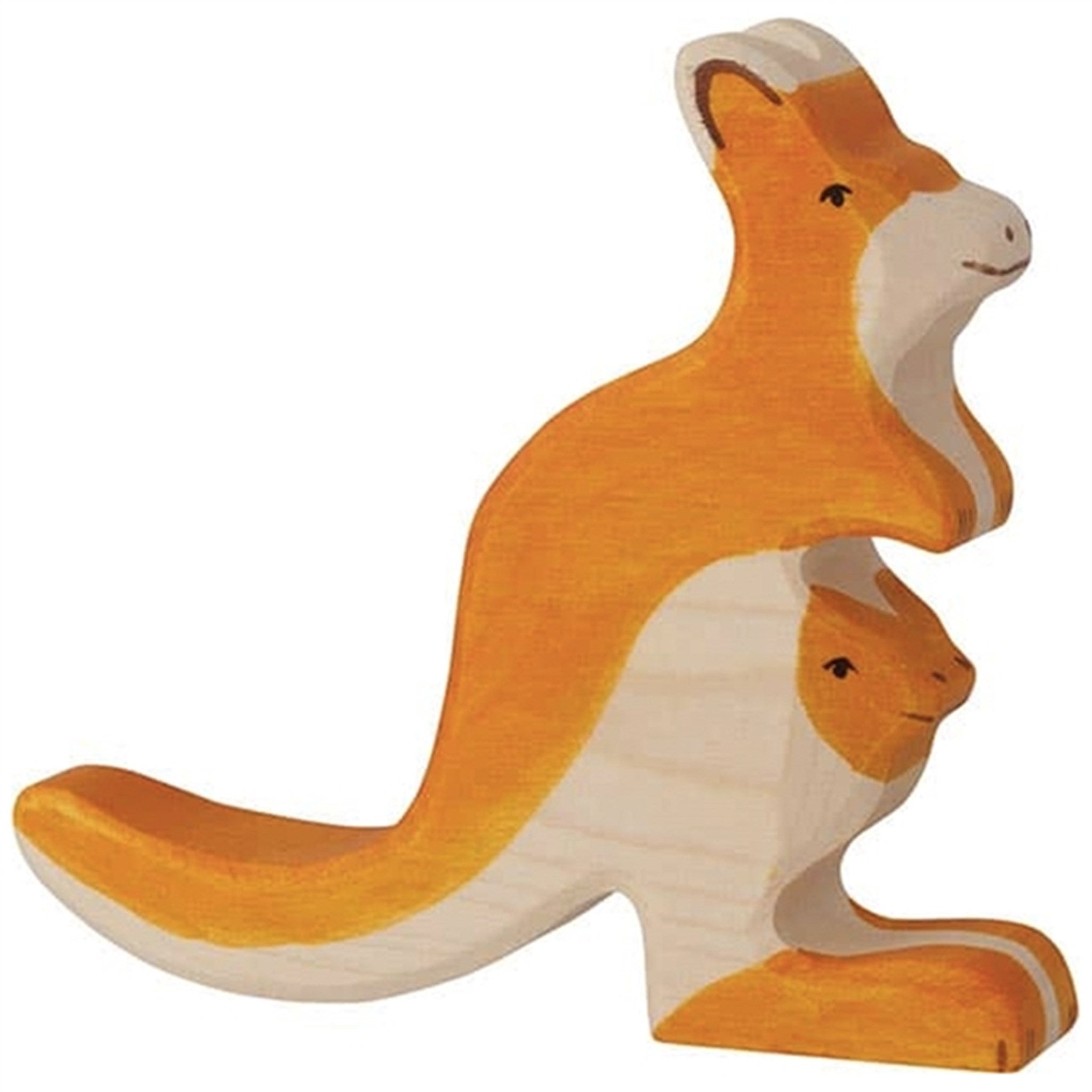 Goki Wood Animal - Kangaroo With Young