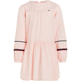 Tommy Hilfiger Global Stripe Tape Detail Dress Pink Crystal