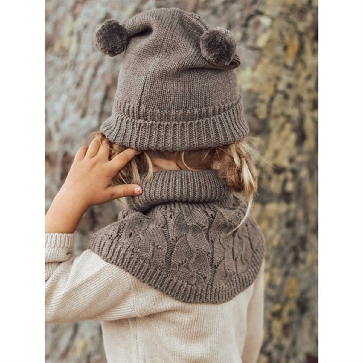 That's Mine Earth Brown Melange Chapette Pointelle Knit Hat