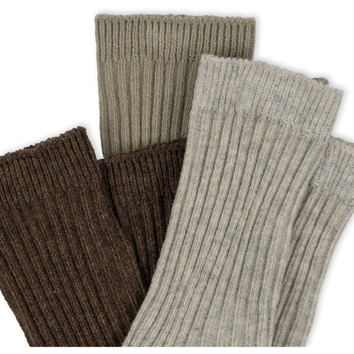 Konges Sløjd Socks 3-Pack Rib Soft Grey/Ment/Brown 5