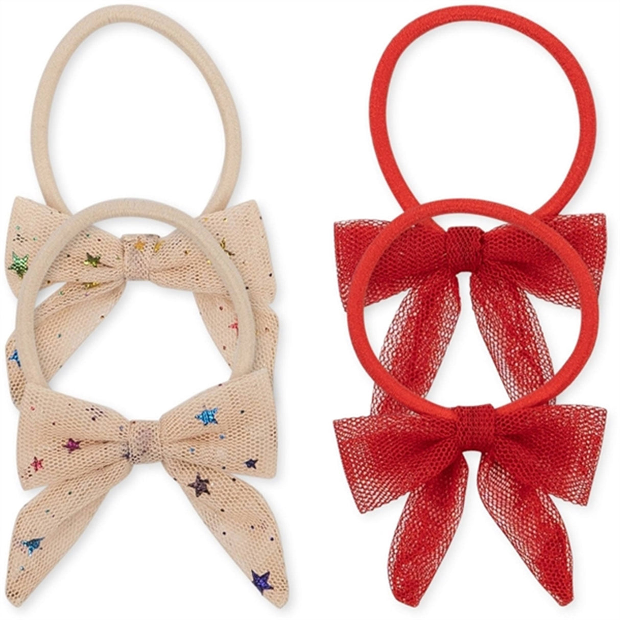 Konges Sløjd Elastic Tulle Bowtie 4-pack Multi Star/Red