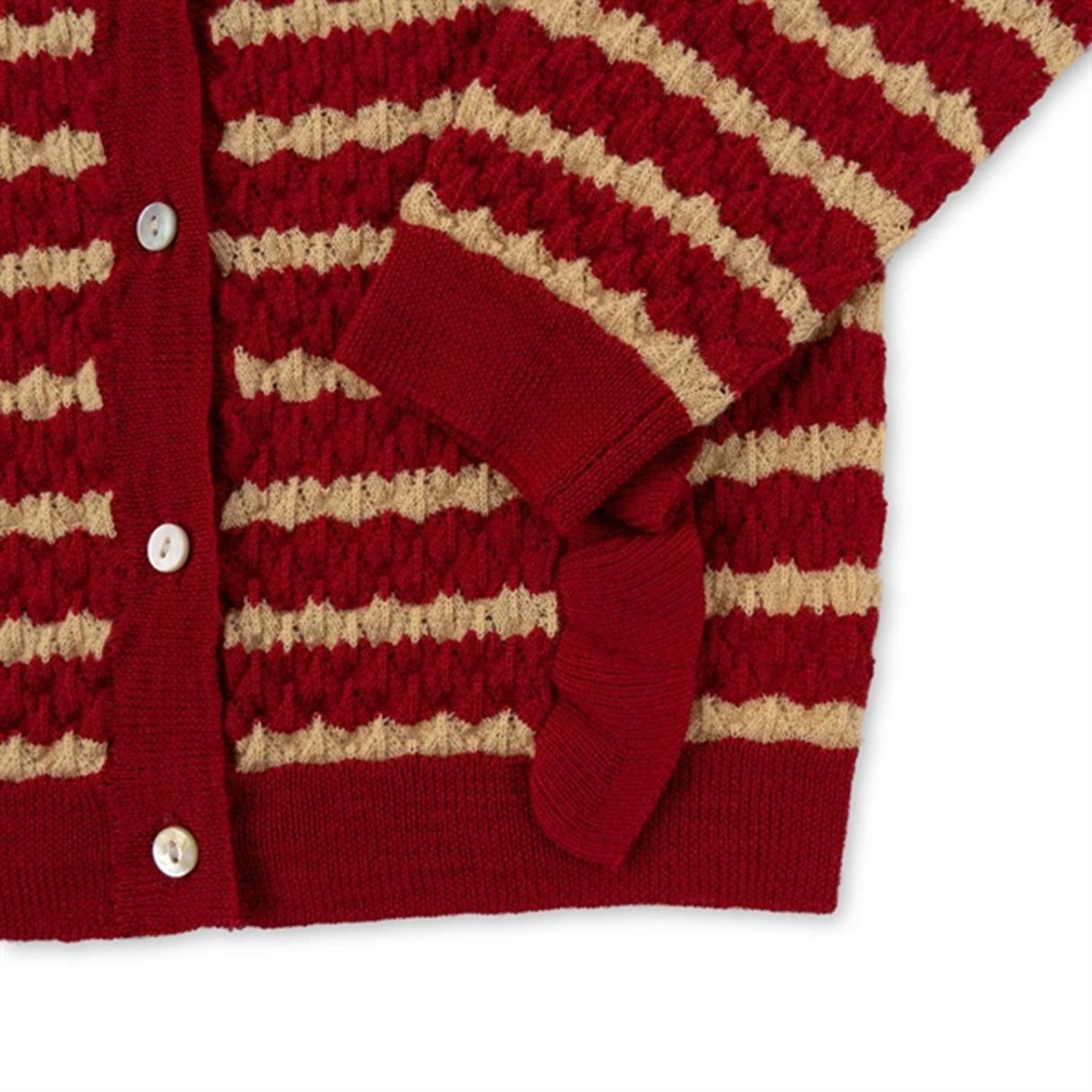 Konges Sløjd Jolly Stripe Cane Knit Frill Wool Cardigan 3