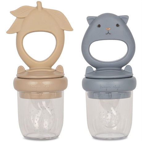 Konges Sløjd Warm Clay/Quicksilver Fruit Feeding Pacifier Bunny and Lemon