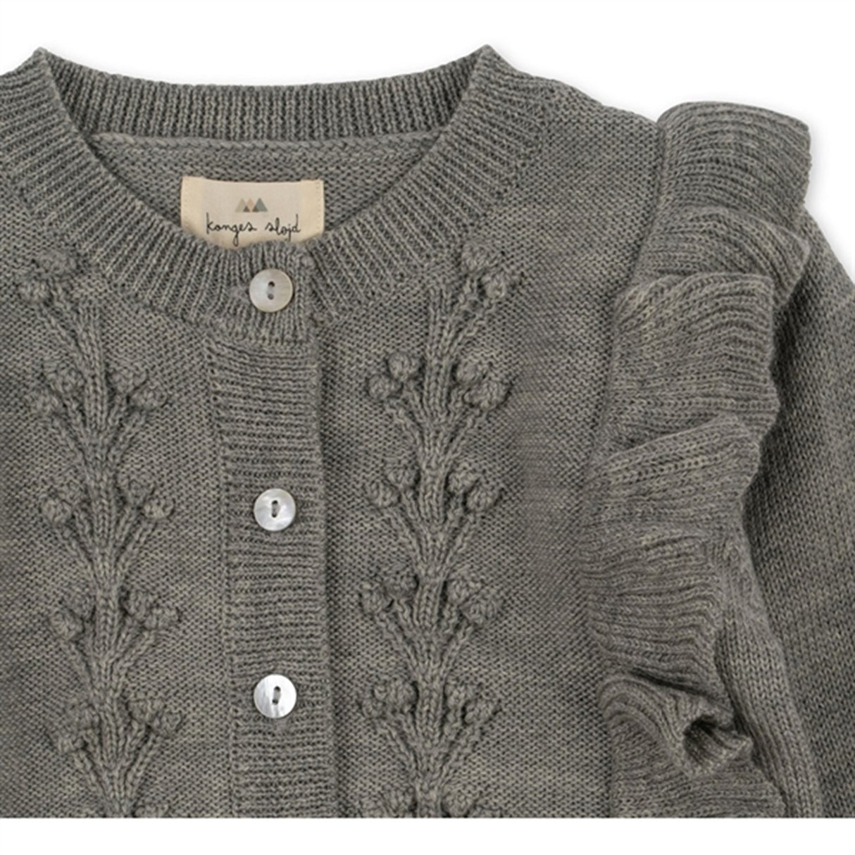 Konges Sløjd Grey Melange Fiol Frill Cardigan 2