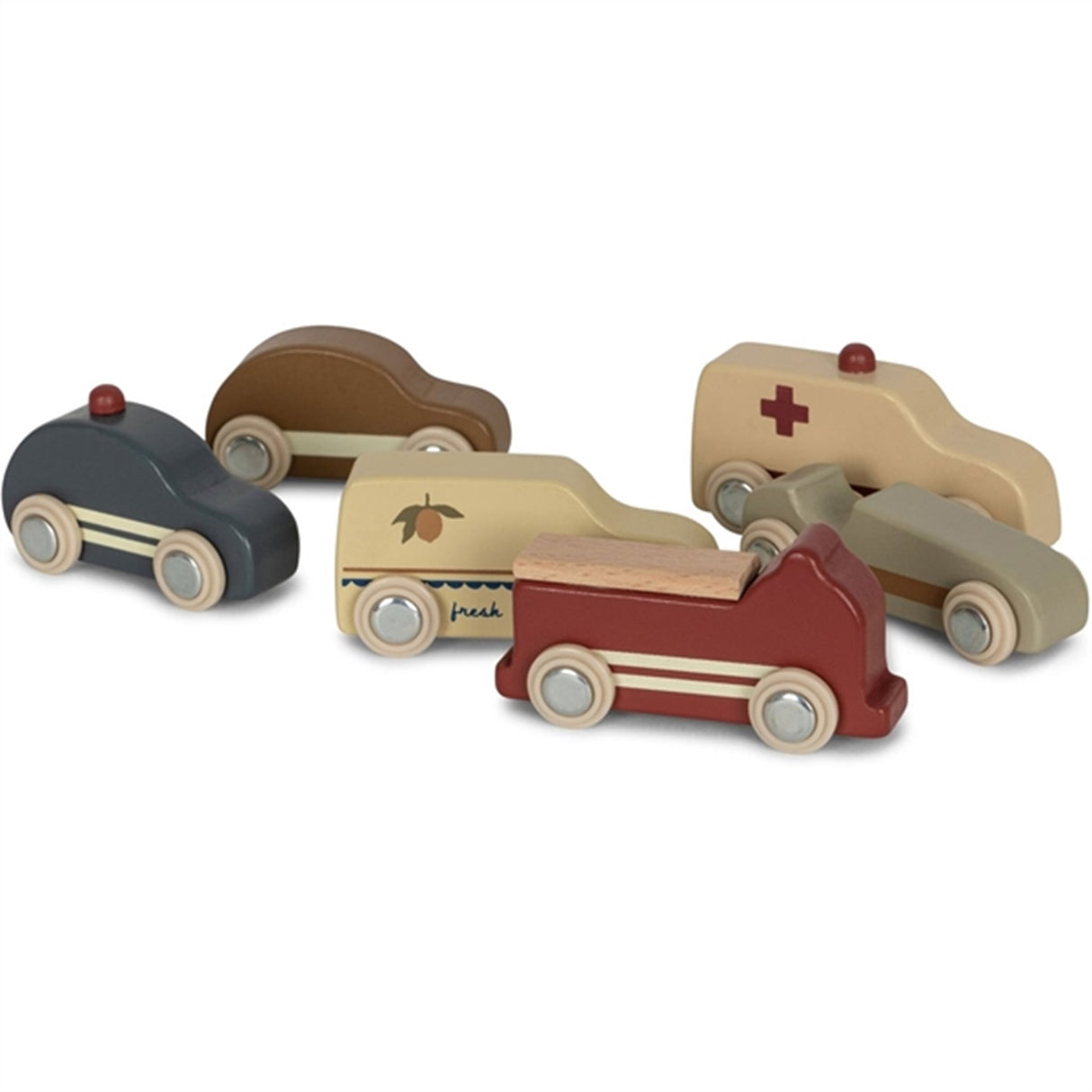 Konges Sløjd Beige Wooden Mini Cars 9 Pcs