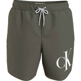 Calvin Klein Medium Drawstring Swim Shorts Graphic Dusty Olive