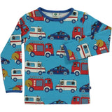 Småfolk Ocean Blue Emergency Cars Blouse