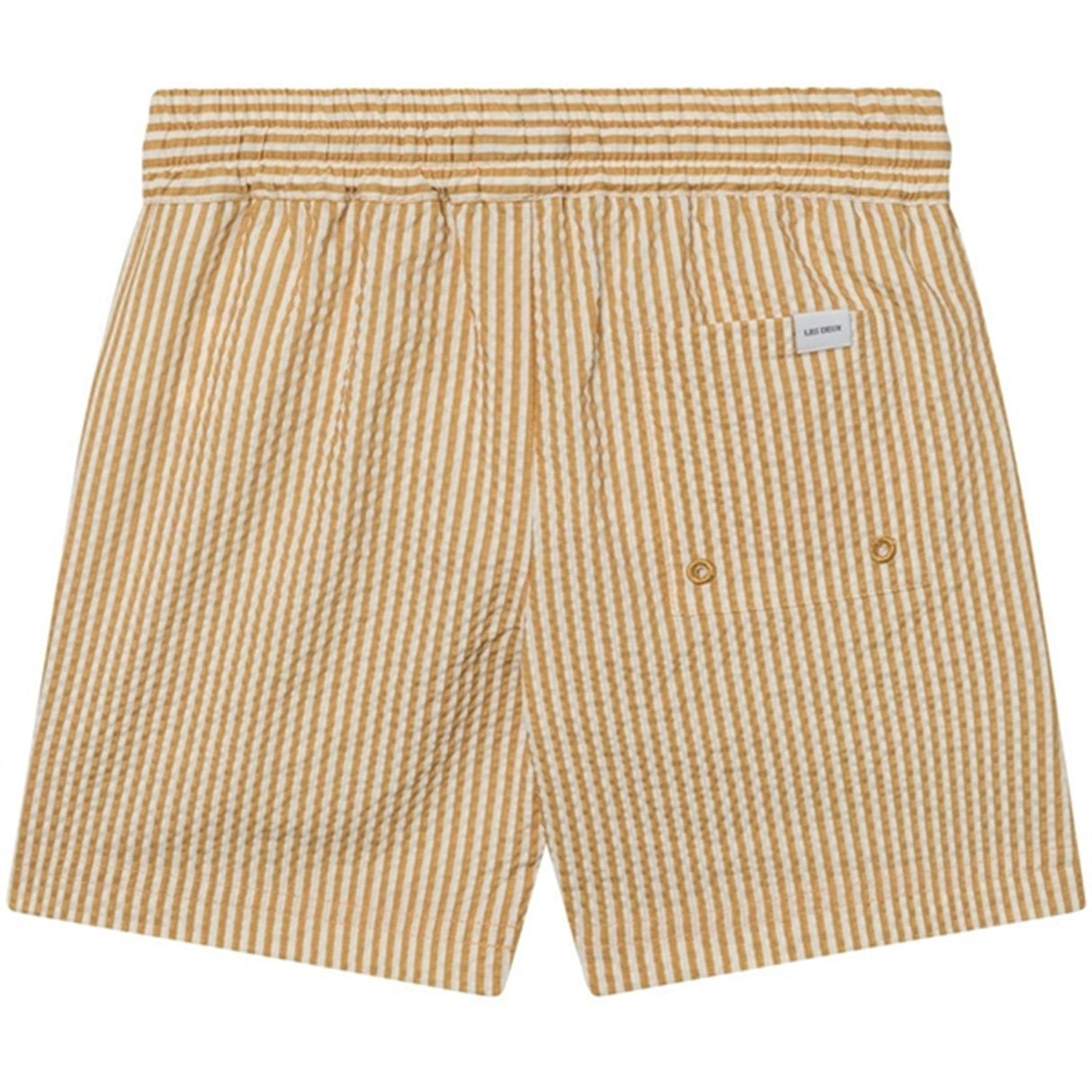 Les Deux Kids Mustard Yellow/Light Ivory Stan Stripe Seersucker Swim Shorts 4