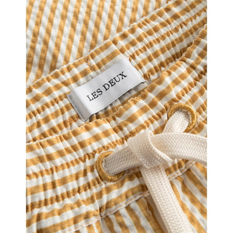 Les Deux Kids Mustard Yellow/Light Ivory Stan Stripe Seersucker Swim Shorts 2