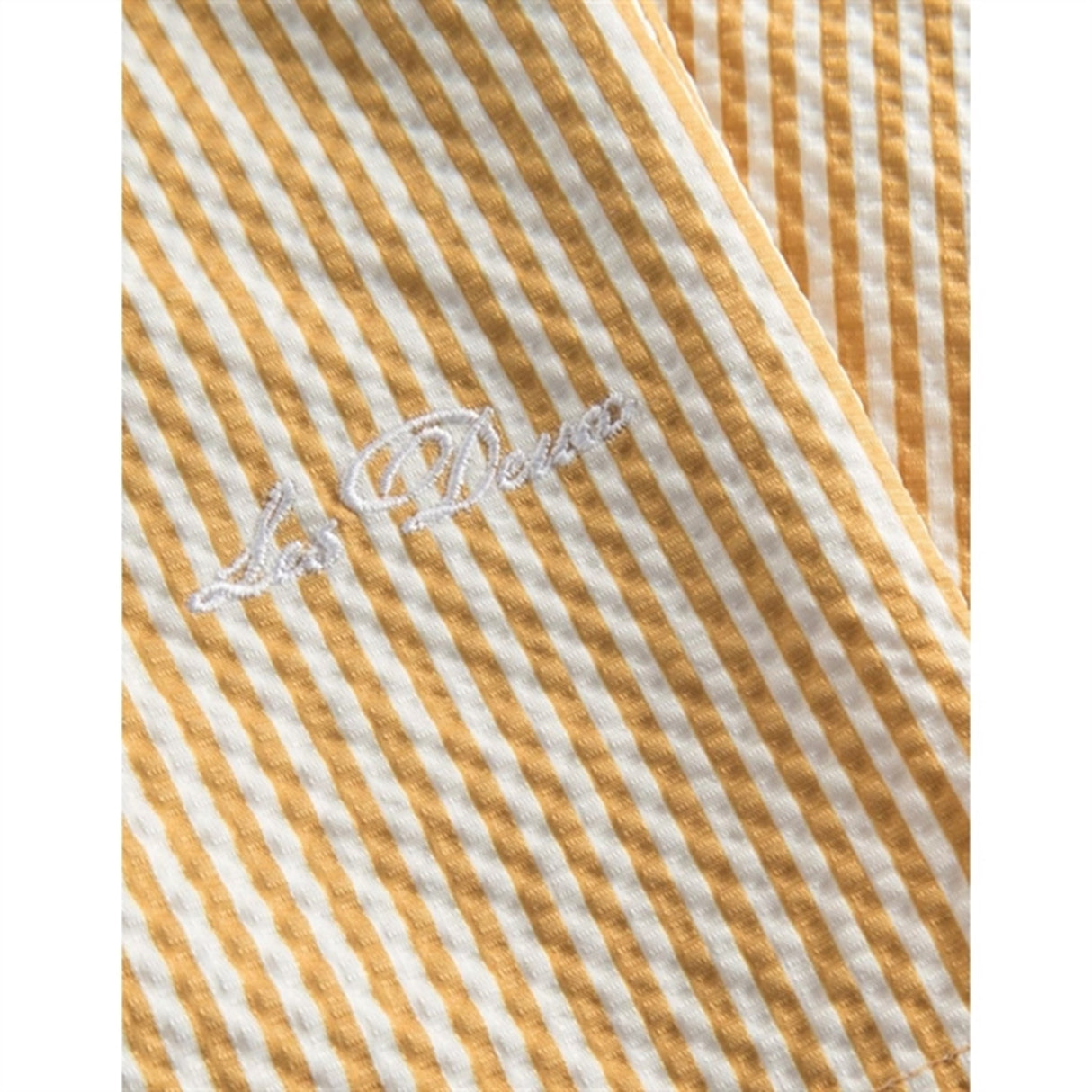 Les Deux Kids Mustard Yellow/Light Ivory Stan Stripe Seersucker Swim Shorts 3