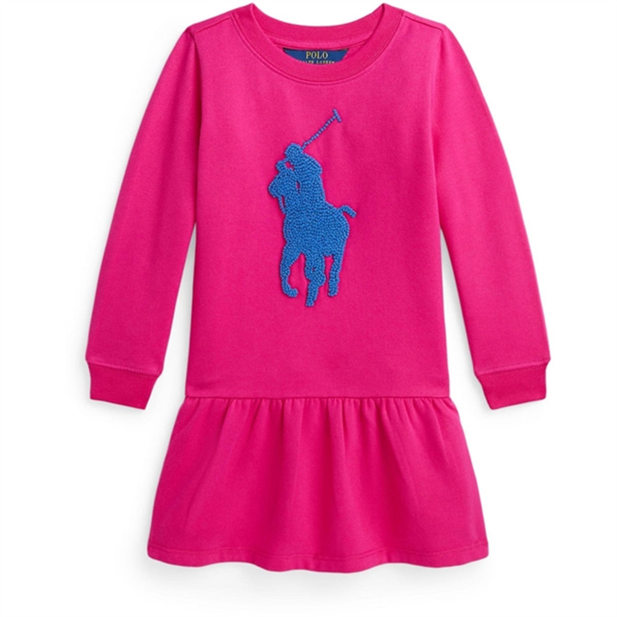 Polo Ralph Lauren Girls Dress Bright Pink W/ Blue