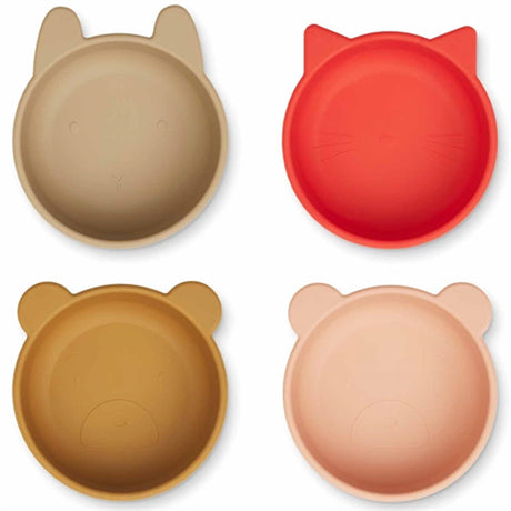 Liewood Iggy Silicone Bowl 4-Pack Apple Red Tuscany Rose Multi Mix