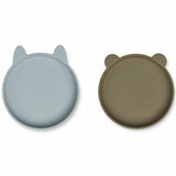 Liewood Olivia Plate 2-Pack Blue Fog/Khaki Mix