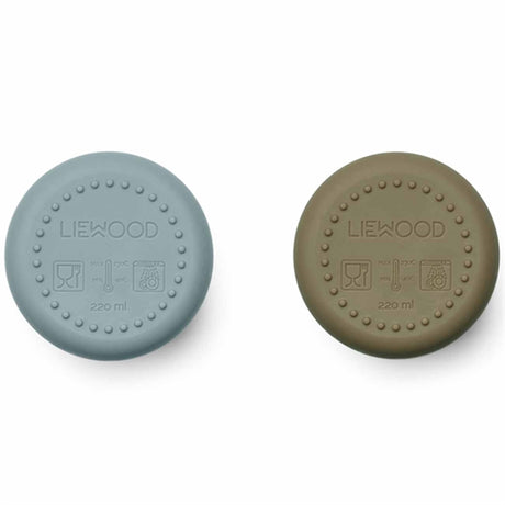 Liewood Ethan Silicone Kop 2-Pack Blue Fog/Khaki Mix