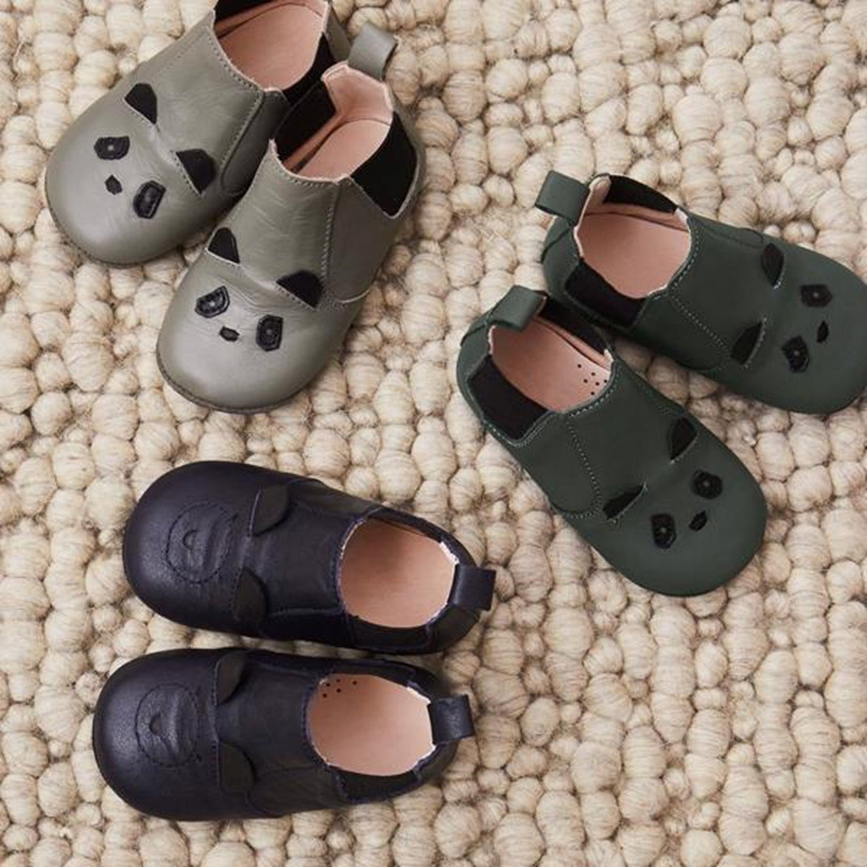 Liewood Edith Leather Slippers Panda Hunter Green 2