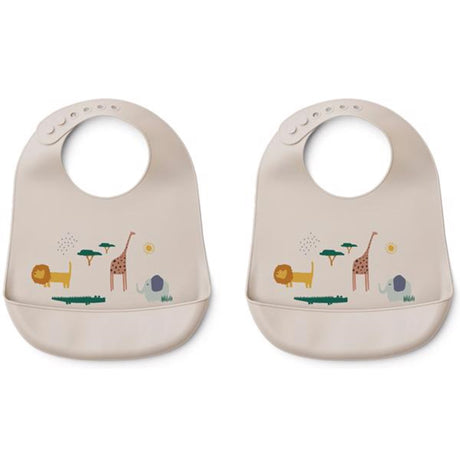 Liewood Tilda Silicone Bib 2-Pack Safari Sandy Mix