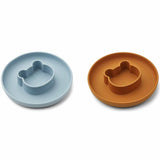 Liewood Gordon Silicone Plate 2-pack Mr Bear Sea Blue/Mustard Mix 2