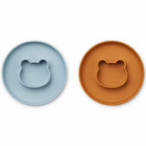 Liewood Gordon Silicone Plate 2-pack Mr Bear Sea Blue/Mustard Mix