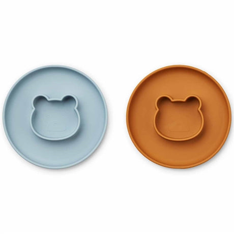 Liewood Gordon Silicone Plate 2-pack Mr Bear Sea Blue/Mustard Mix