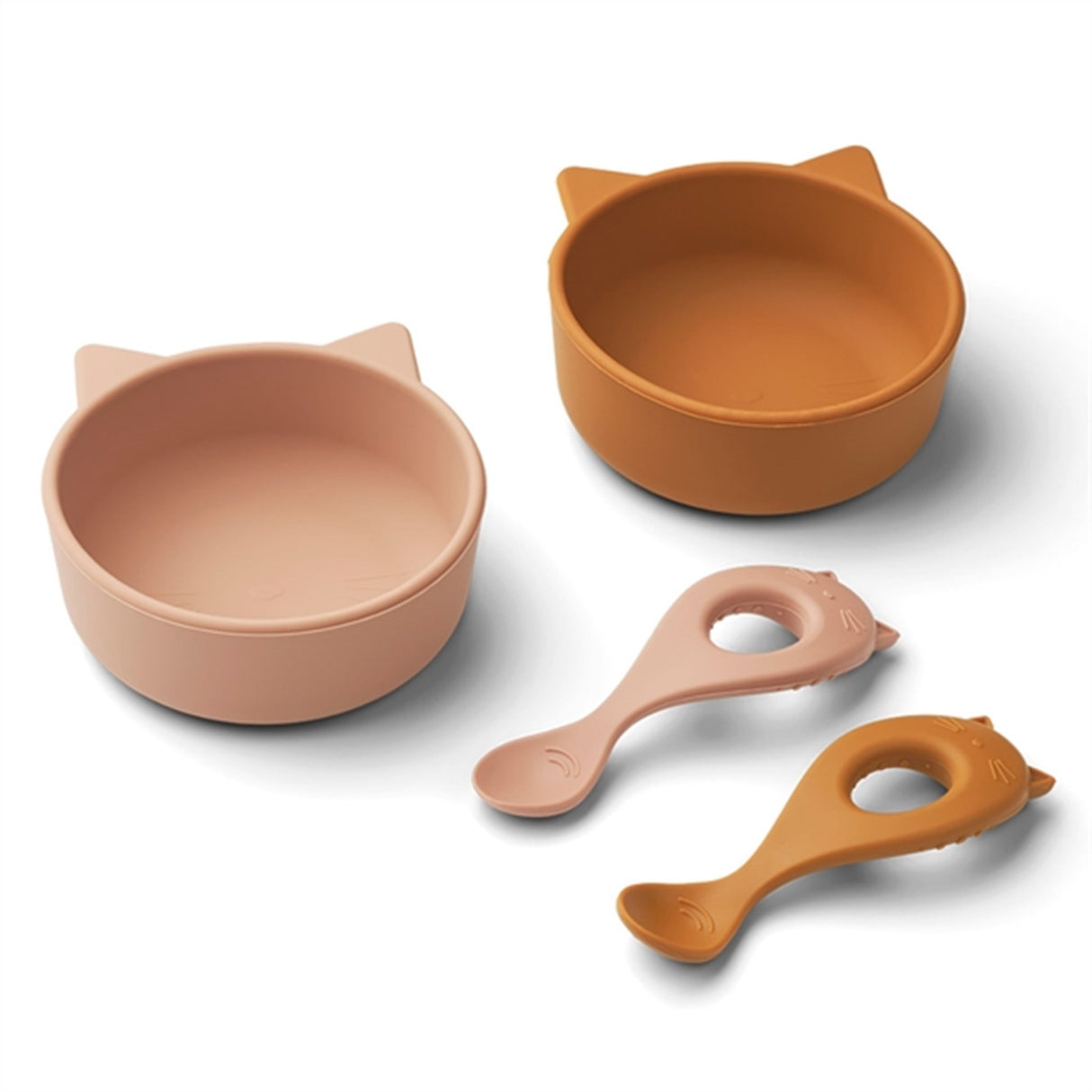 Liewood Evan Silicone Set 2-Pack Cat Mustard/Dark Rose Mix