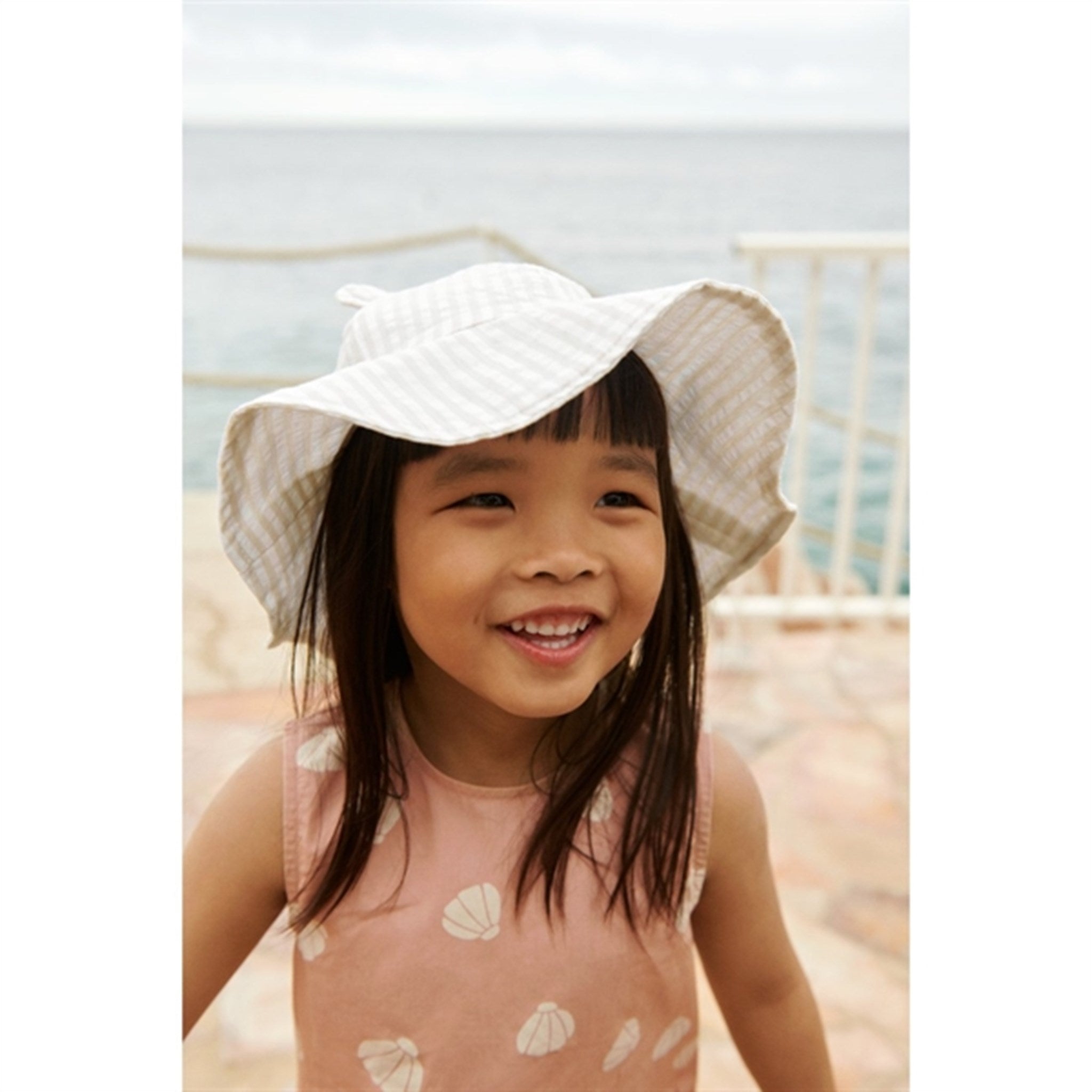 Amelia Sun Hat Y/D Stripes Crisp White Sandy | Luksusbaby