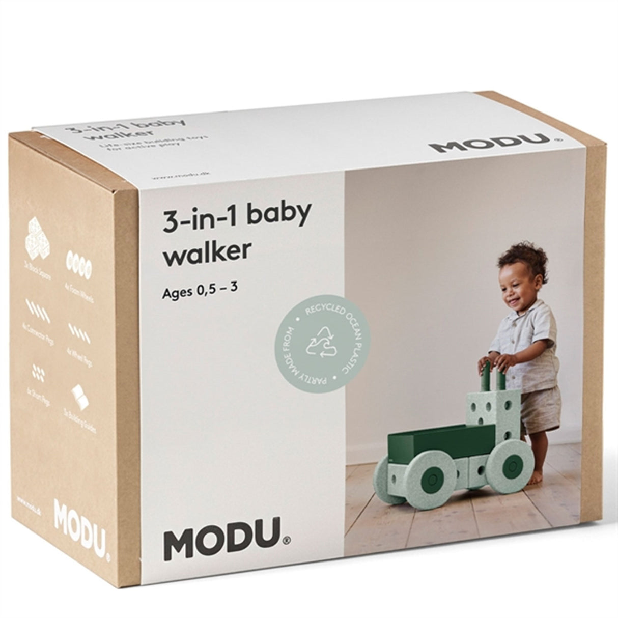 MODU 3-in-1 Baby Walker Ocean Mint/Forest Green