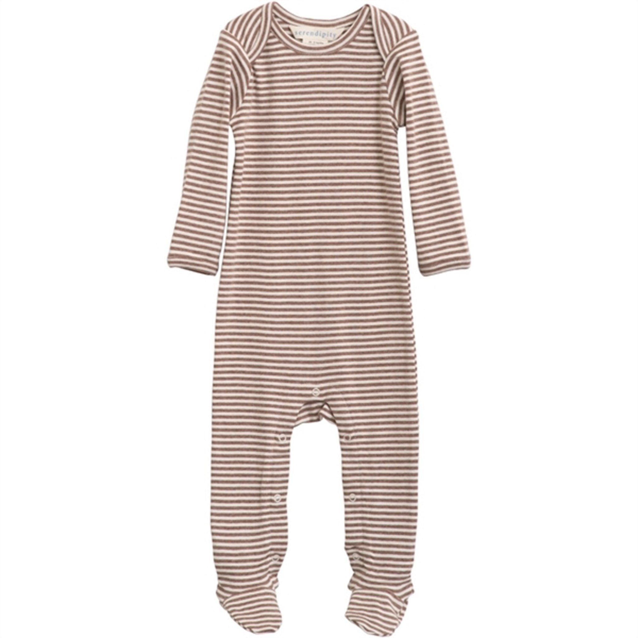 Serendipity Acorn/Offwhite Baby Suit w. Feet Stripe