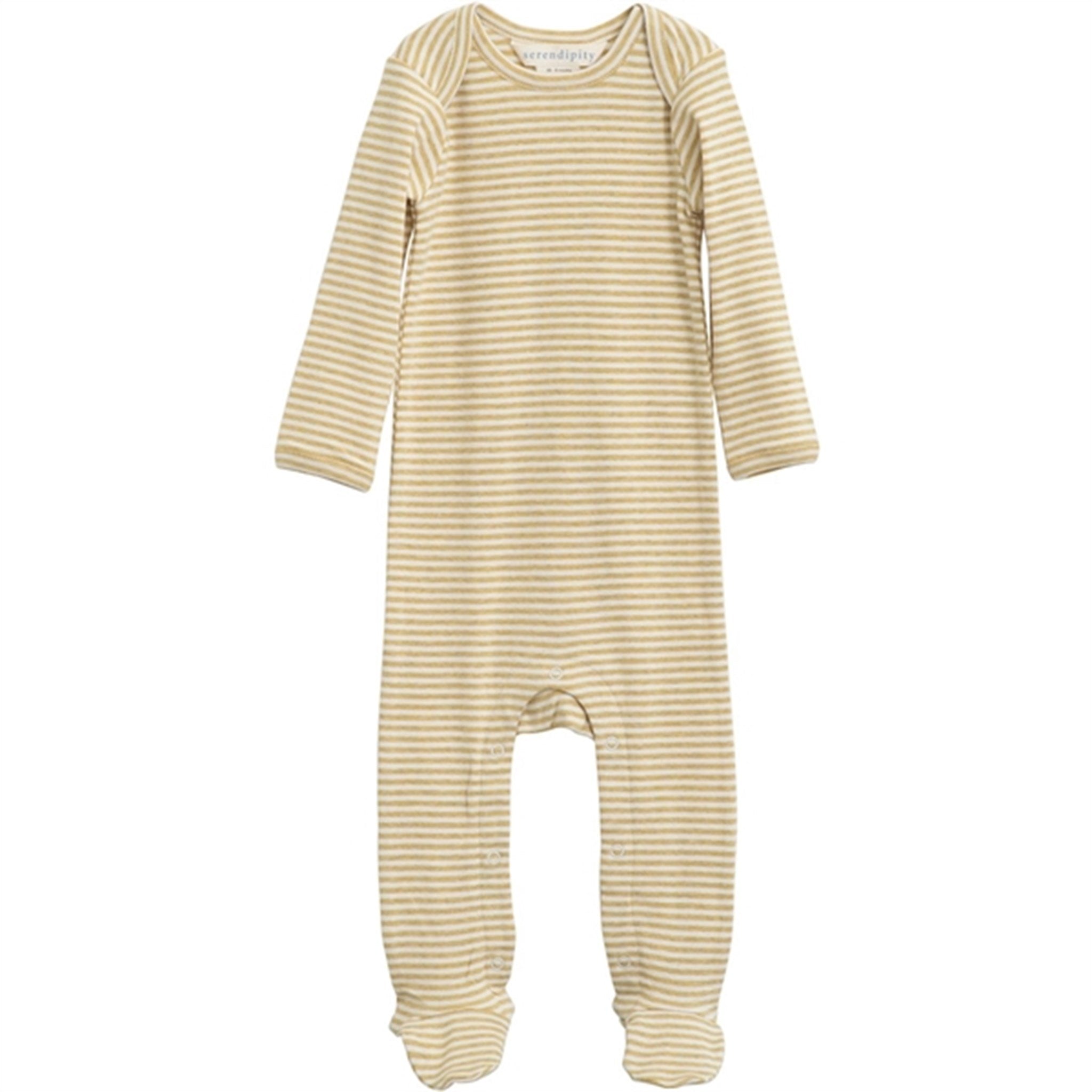 Serendipity Chamomile/Offwhite Baby Suit w. Feet Stripe