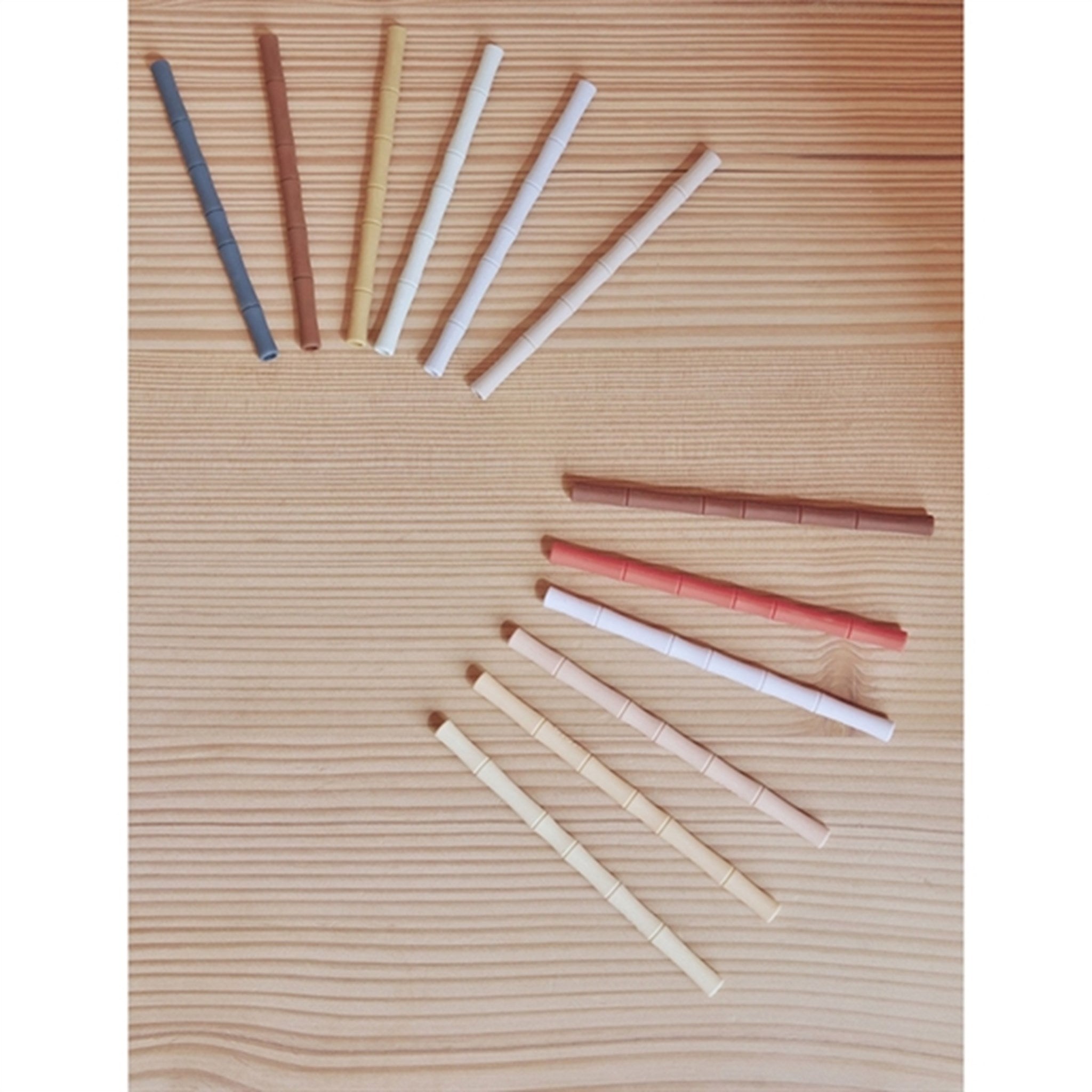 OYOY Bamboo Silicone Straw 6-Pack Caramel / Blue 2