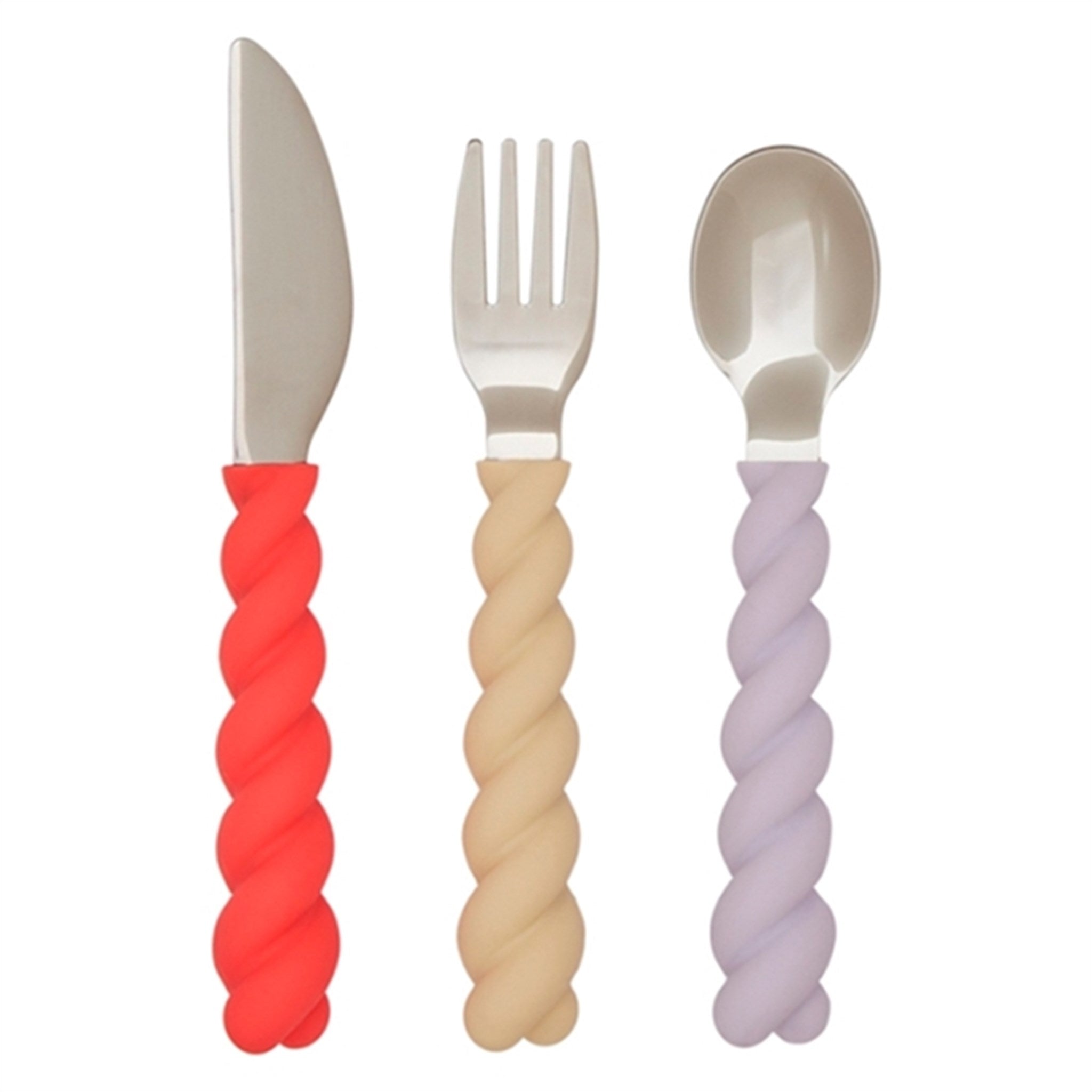 OYOY Cutlery Set Mellow 3-pack Lavender/Vanilla/Cherry Red
