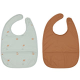 OYOY Bib Dino Dusty Green/Caramel