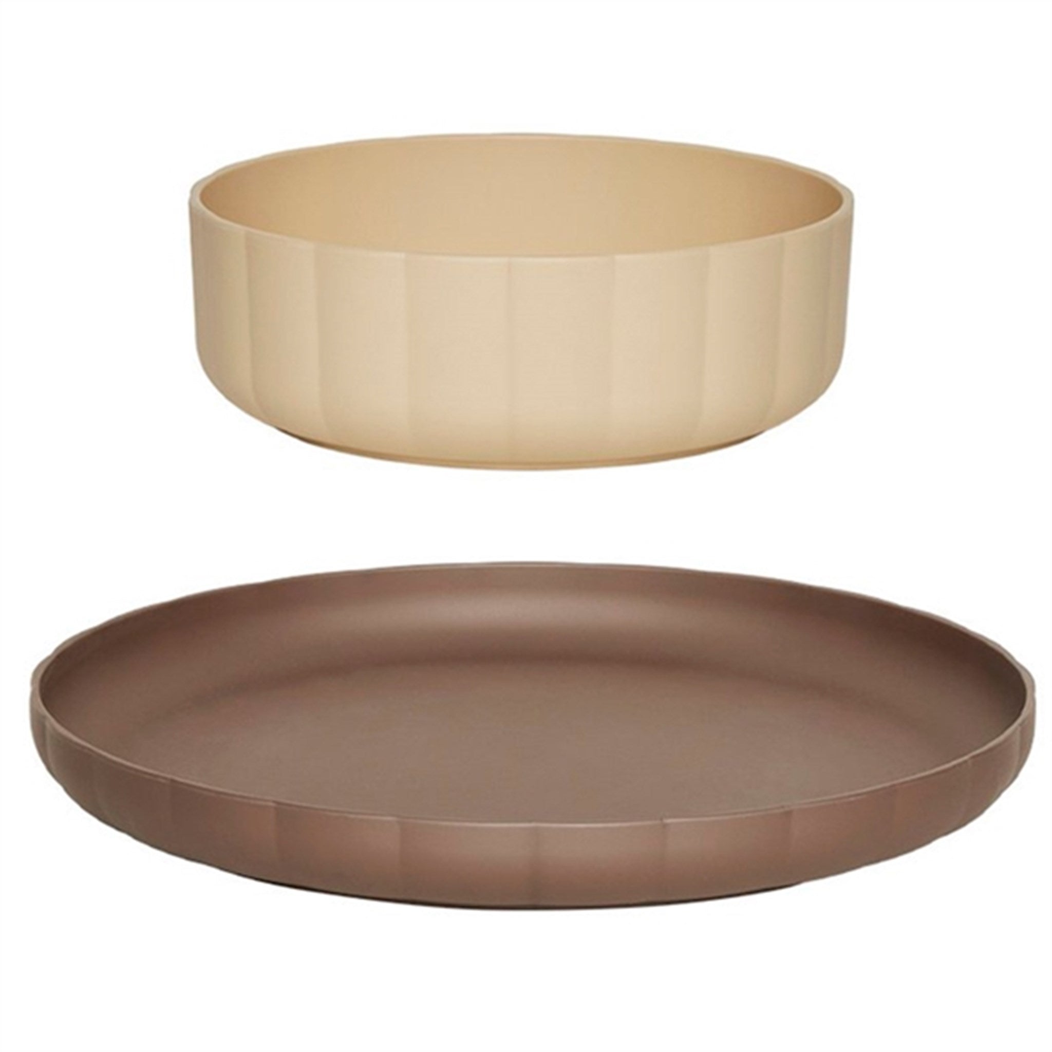 OYOY Pullo Plate and Bowl Taupe / Vanilla