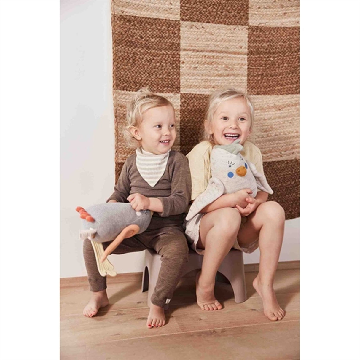 OYOY Striped Bib 2-pack Natural / Caramel 3