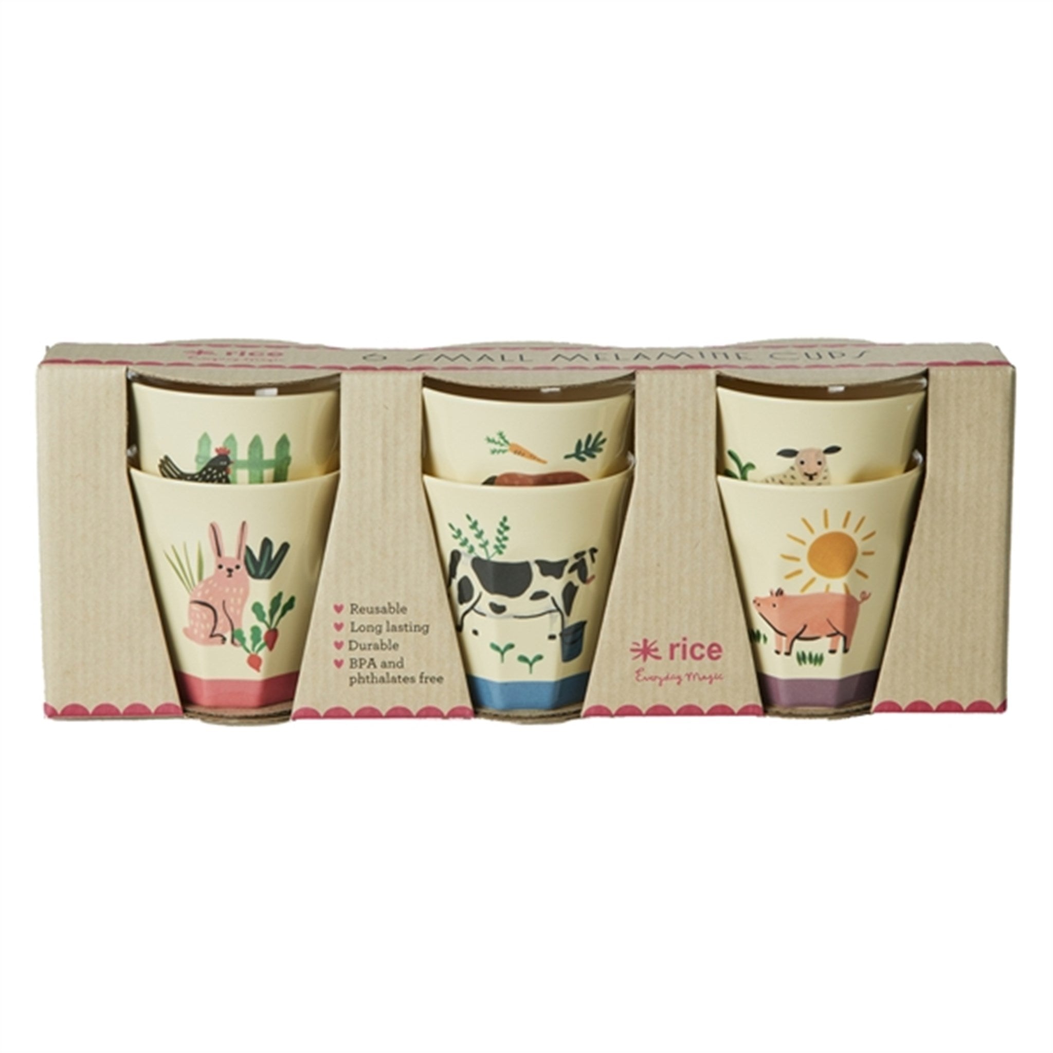 RICE Farm Totable Small Melamine Childrens Cup 6-pack