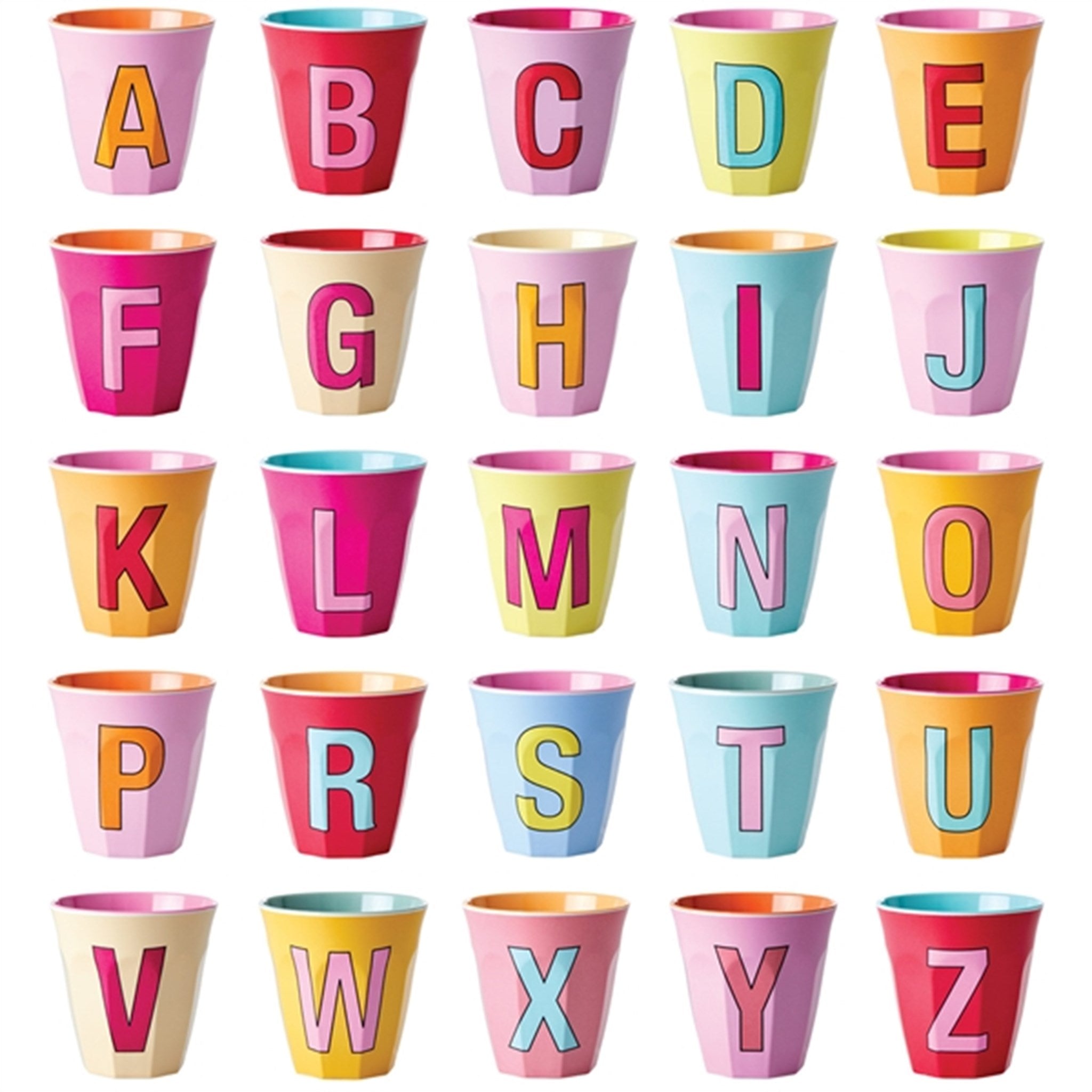 RICE Pinkish Colors Melamine Alphabet Cup