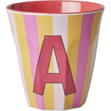 RICE Pinkish Stripes Melamine Alphabet Cup 2