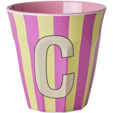 RICE Pinkish Stripes Melamine Alphabet Cup 4