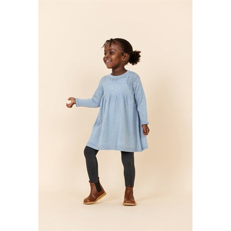 Copenhagen Colors Dusty Blue Merino Dress w. Pointelle 2