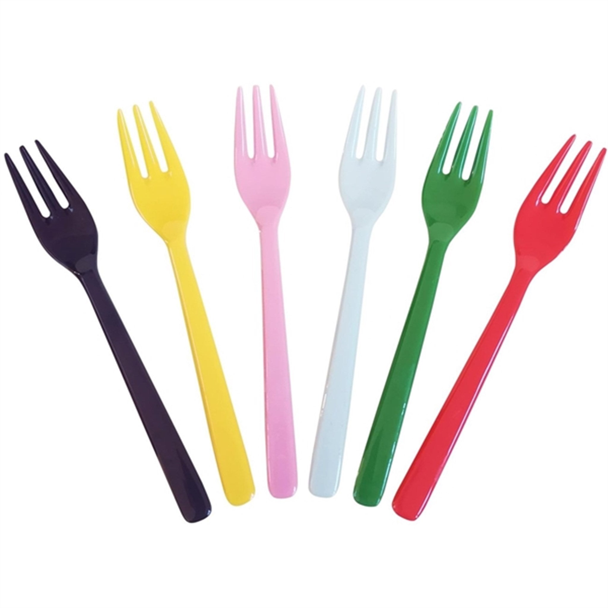 RICE Assorted Colors Melamine Cake Forks 6-pack