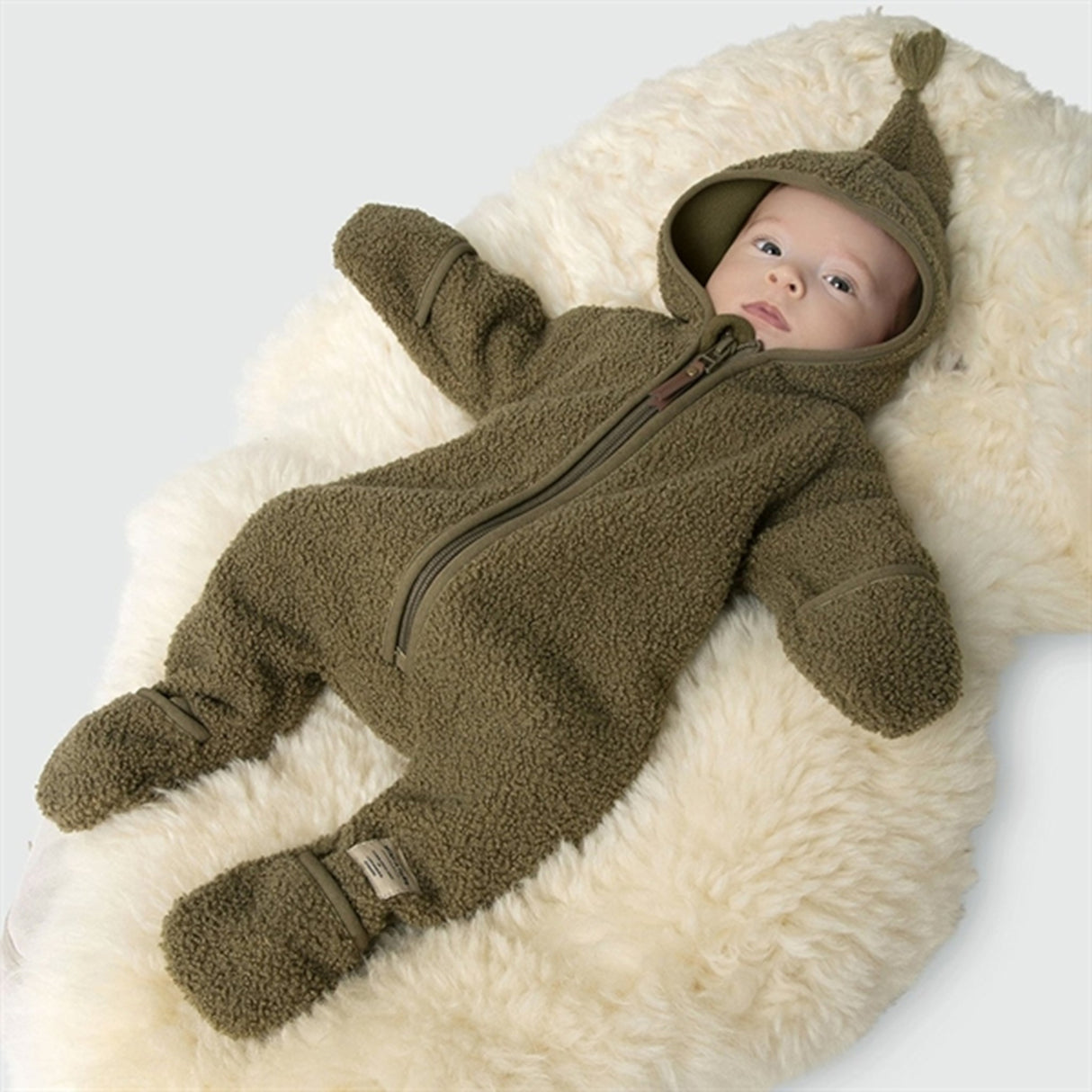 MINI A TURE Adel Teddy Fleece Jumpsuit Capers Green 4