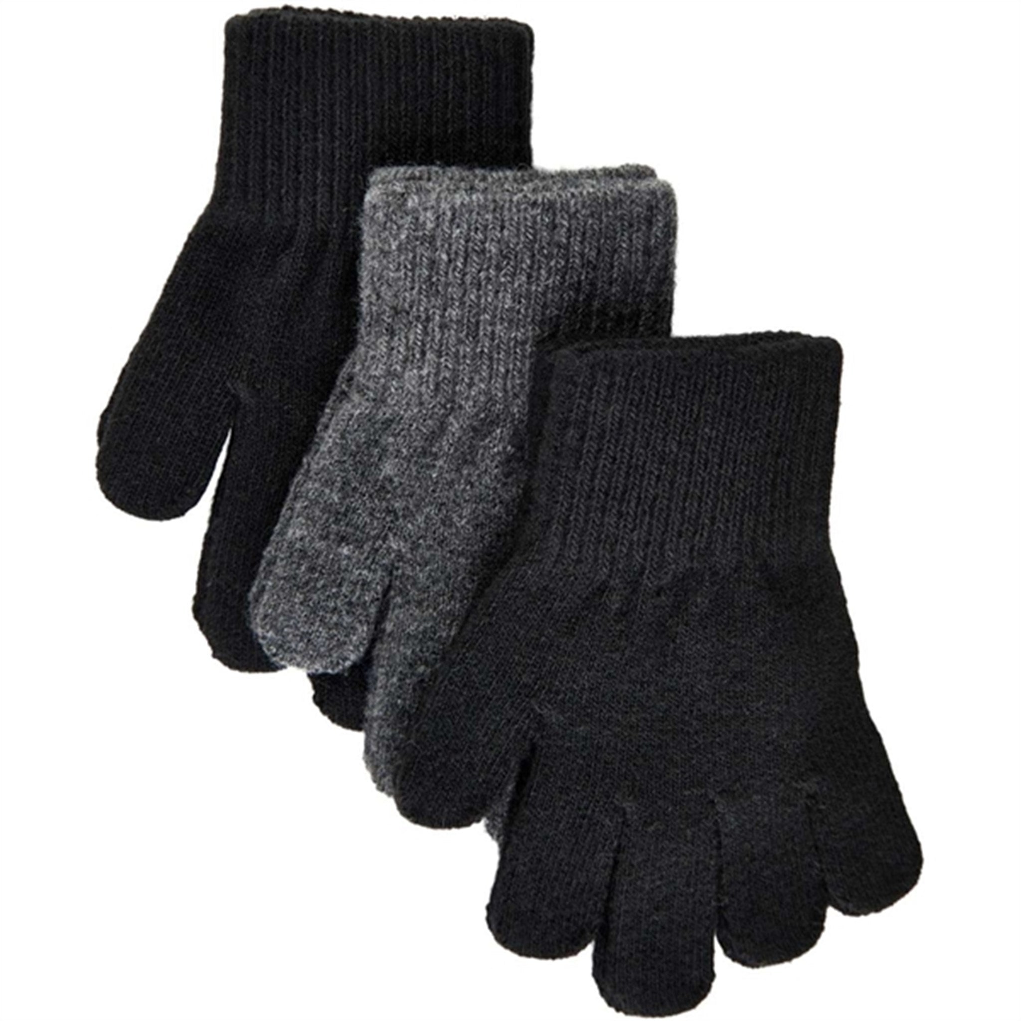 Mikk-Line Magic Gloves 3-Pack Black Antrazite Black
