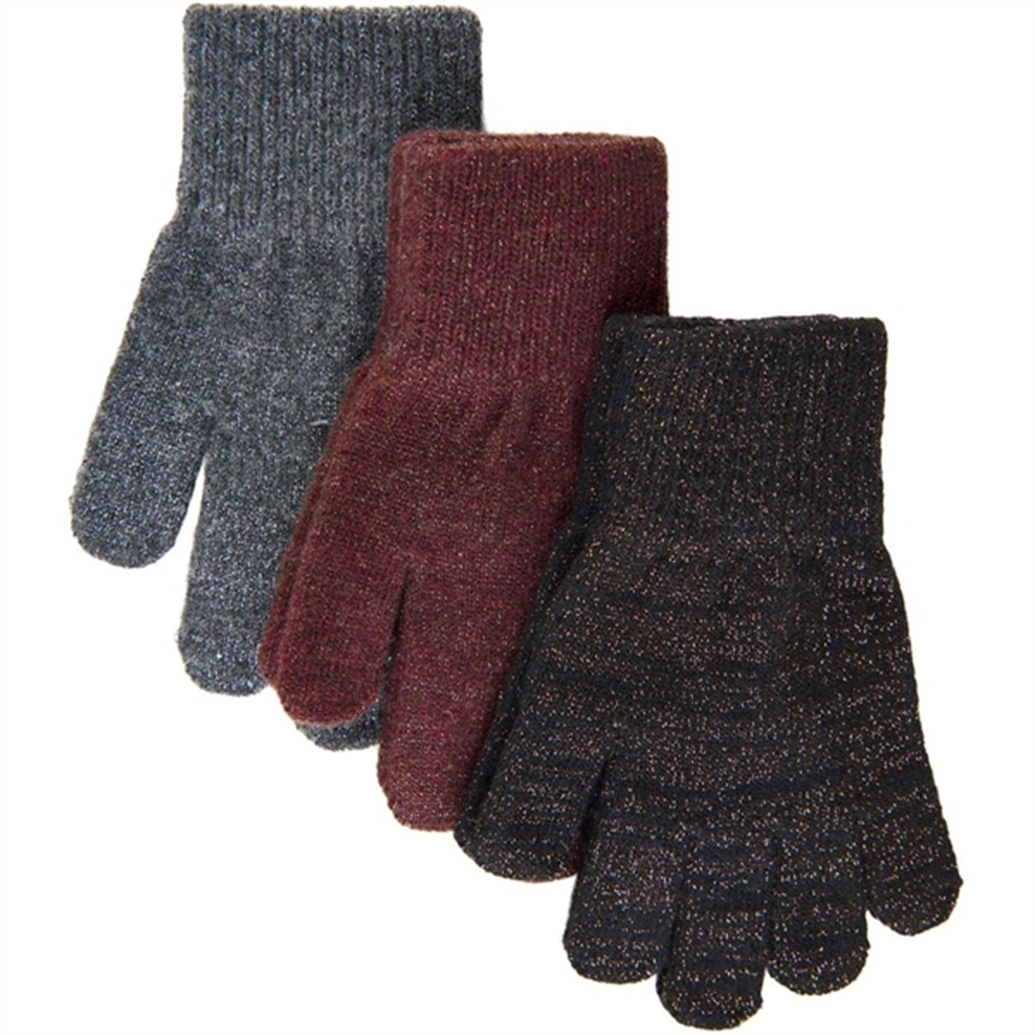 Mikk-Line Magic Gloves w/Lurex 3-Pack Decadent Chocolate Black Antrazite