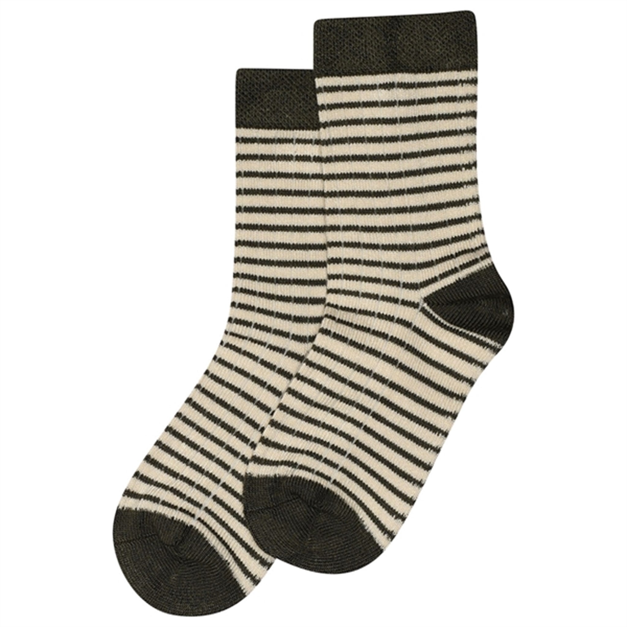 minipop® Olive Green/Offwhite Bamboo Socks Thin Stripe Noos